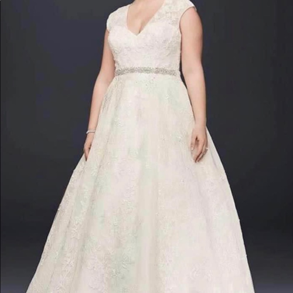 Oleg Cassini, size 24(plus size), full length wedding dress with pockets